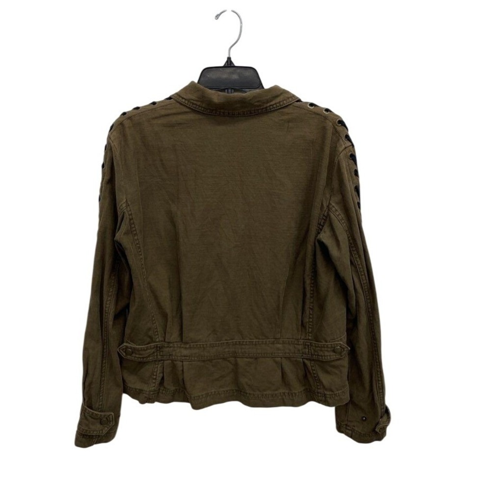 Free People Olive Green Lace Up Sleeve Utility Jacket Cotton XS Boho Military - Picture 2 of 5